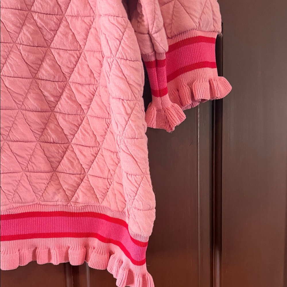 BiBi Pink Quilted Sweater with Ruffle Trim - Picture 3 of 5